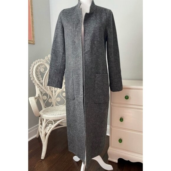 Zara Handmade Wool Charcoal Gray Oversized Open Front Coat, Size XS/Size 2-4 - Picture 3 of 7